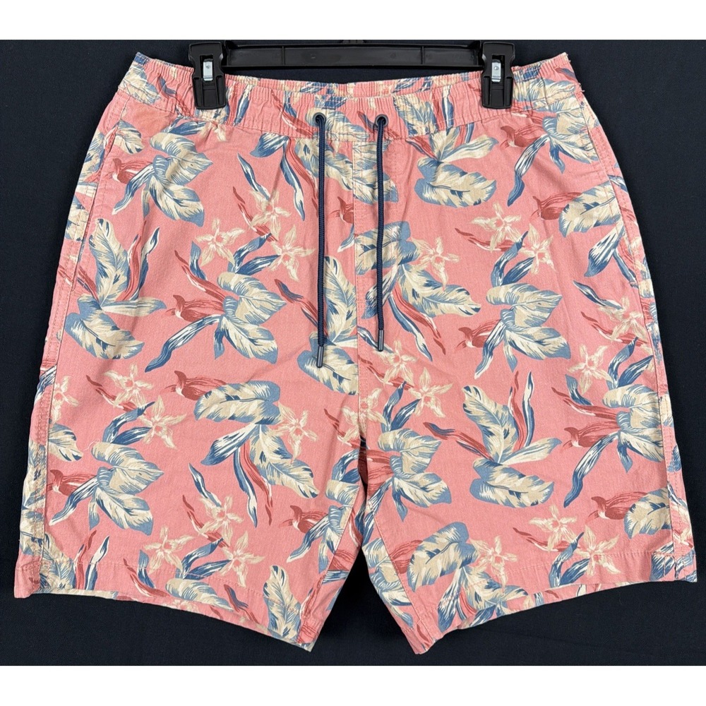 Michael Brandon Essentials Short Men L Elastic Waist Chino Floral AOP Drawstring